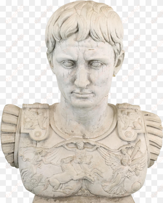 greco-roman concrete bust and pedestal - roman statue transparent