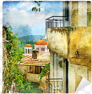 greek streets and monastries-artwork in painting style - art print: maugli-l's greek streets and monasteries-artwork
