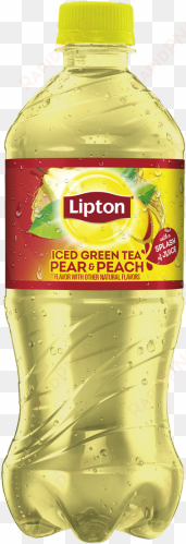 green iced tea with a splash of juice pear and peach - lipton pear and peach green tea