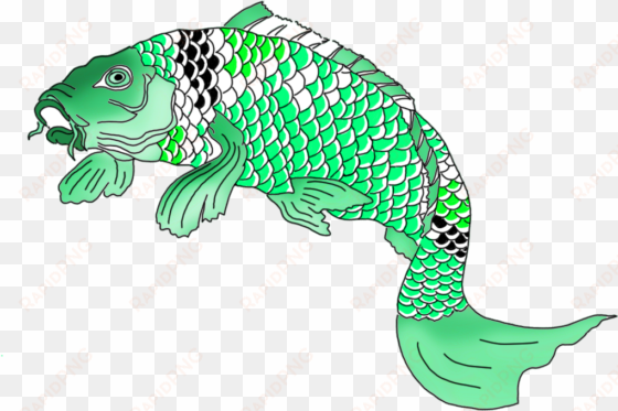 green japanese koi fish clipart - draw green fish