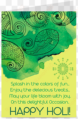 green paisley holi greeting card - diwali