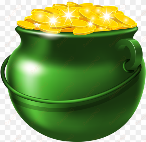 green pot of gold png clipart image - st patricks day pot of gold