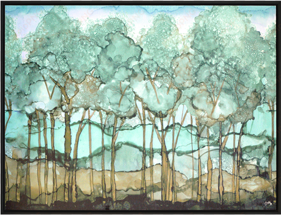 green tree grove - brayden studio 'green tree grove' framed print, green