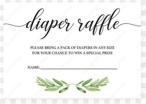 greenery baby shower diaper raffle ticket by littlesizzle - free diaper raffle tickets