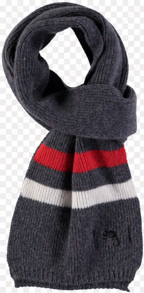 grey 100% merino scarf with red and white stripe - white