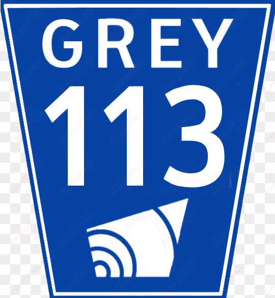 grey road 113 sign