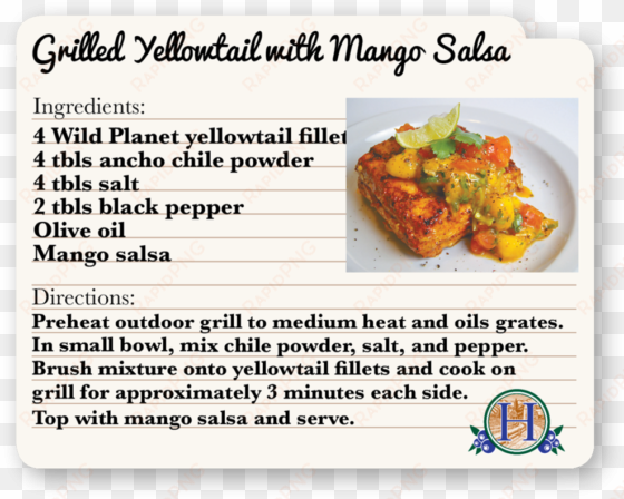 grilled yelowtail with mango salad - bruschetta