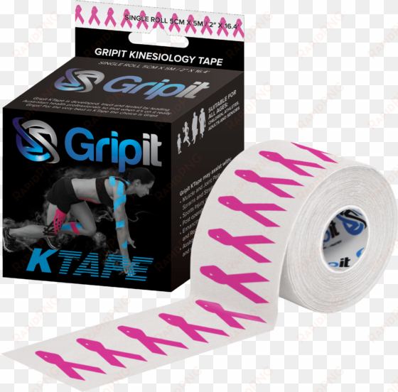 gripit 50mm x 5m ktape- pink ribbon special edition - gripit - knee pre-cut tape