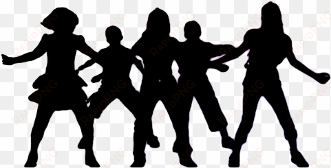 group dancing silhouette png picture black and white - dance team clipart