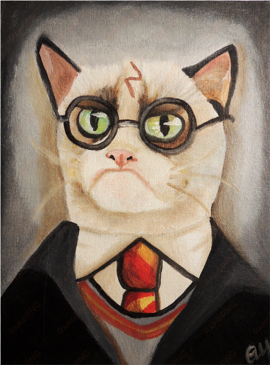 grumpy potter print 11″ x 14″ - black cat