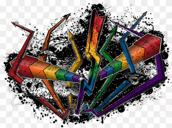 grunge rainbow-colored lightning bolt surrounded by - graffiti rainbow lightning and arrows tablet - ipad