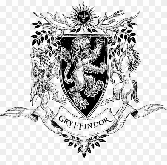 gryffindor crest png - black and white gryffindor symbol transparent