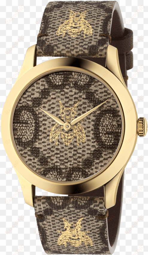 gucci g-timeless gg & bee dial pvd gold plated unisex - ya1264068