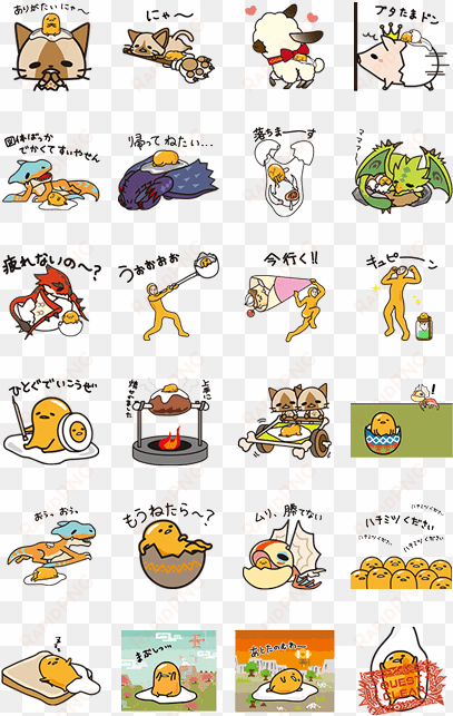 gudetama monster hunter sticker line sticker, monster - monster hunter gudetama plush