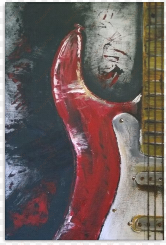 guitar abstract painting red white - painting