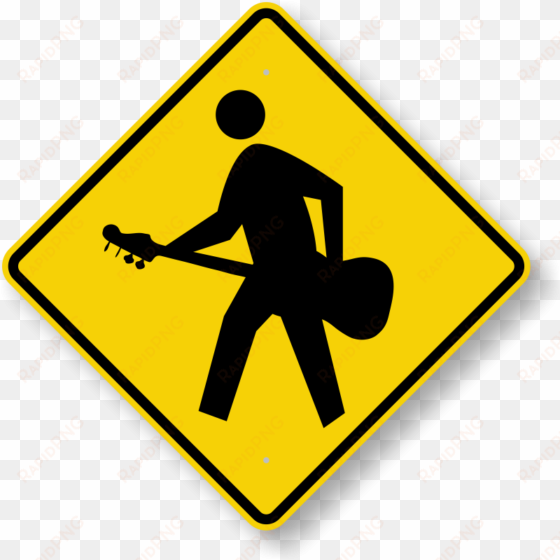 guitar player crossing sign - pedestrian crossing sign