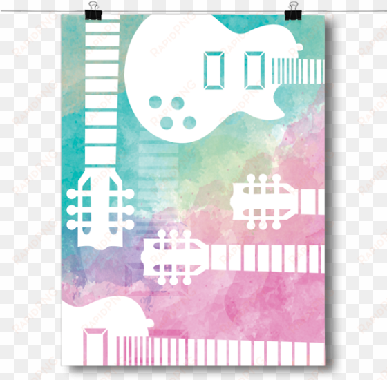 guitar silhouette - inspired posters guitar silhouette - watercolor poster
