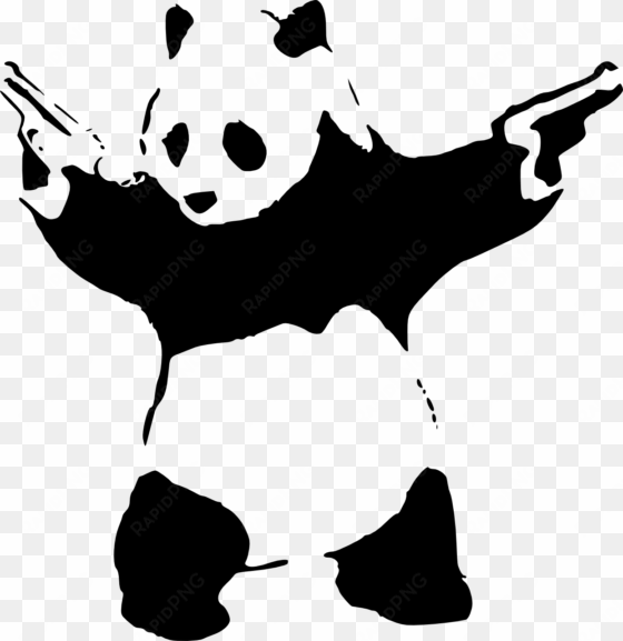 gun wielding panda stencil the moral never - banksy panda with guns
