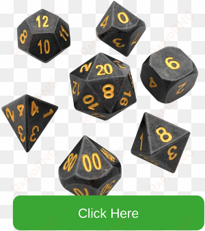 gunmetal gray with gold numbers metal dice - dice game