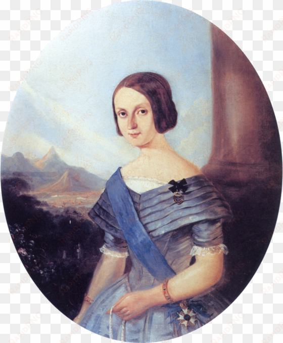 half-length painted portrait of a smiling young woman - teresa cristina of the two sicilies