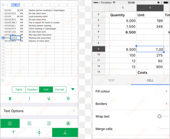 half modal presentation to configure spreadsheet cells - ios bottom sheet