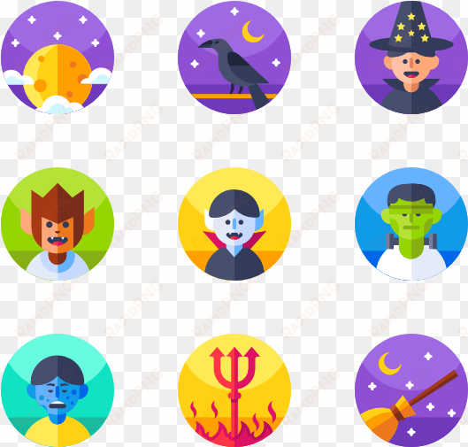 halloween 50 icons - family flat icon png