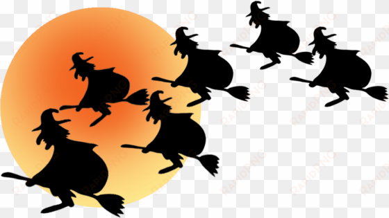 halloween border image with witches and moon - halloween border png