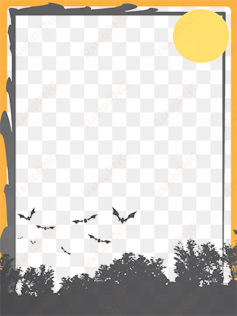 halloween photo frame border with flying bats - halloween paper border png