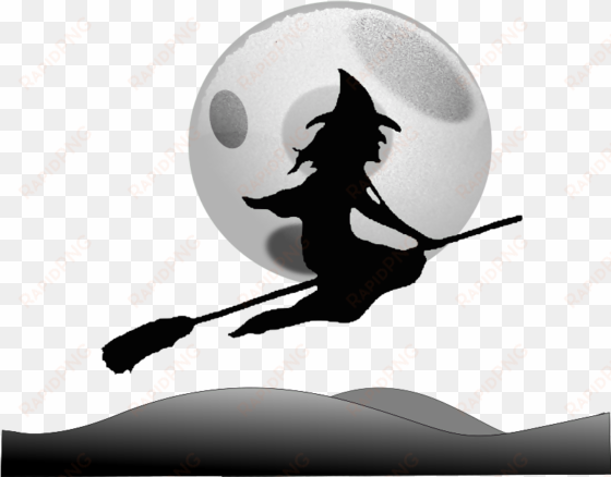 halloween - witch flying over the moon