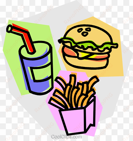 hamburger, french fries, drink royalty free vector - fast food