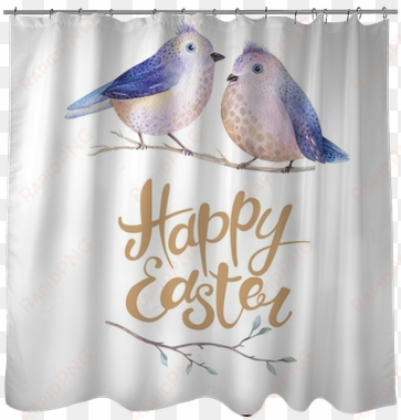 hand drawing easter watercolor flying cartoon bird - curtain