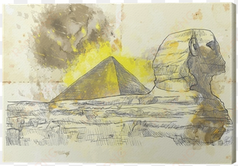 hand drawing into vector canvas print • pixers® • we - great sphinx of giza