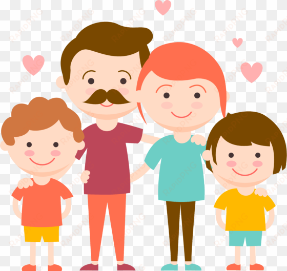 hand drawn cartoon family decoration vector