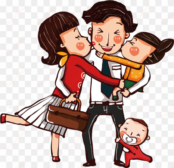 hand drawn cartoon family decoration vector - 相亲 相爱 一家 人