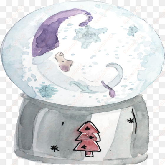 hand drawn cartoon snow globe glass ball transparent - drawing