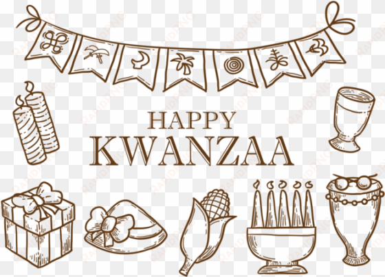 hand drawn kwanzaa icons vector - ollivander's wand shop sign