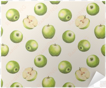 hand-drawn watercolor seamless pattern with green apples - watercolor painting