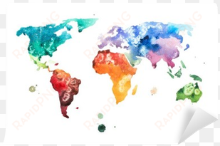 hand drawn watercolor world map aquarelle illustration - living space framed take me magnetic world map