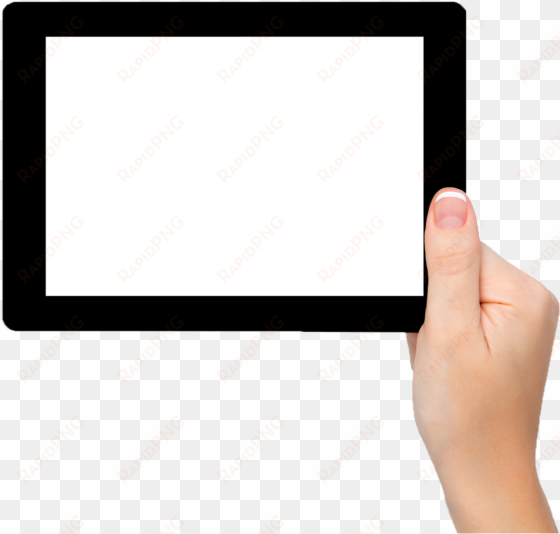 hand holding tablet png