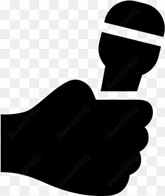 hand holding up a microphone vector - hand holding microphone silhouette