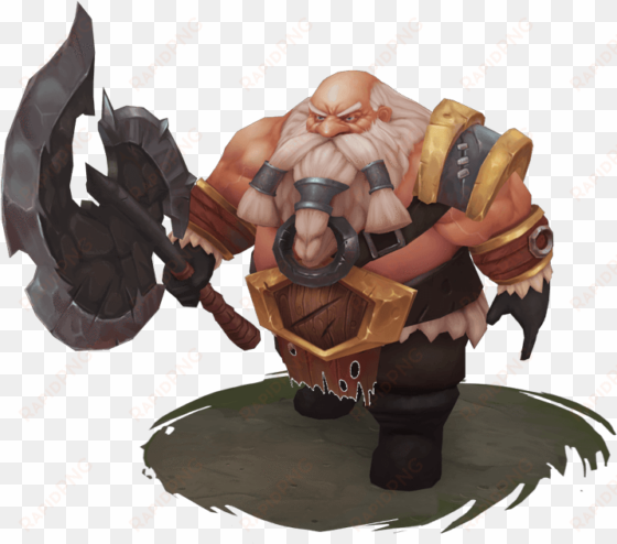 hand painted battle dwarf with axe - paint 3d low poly