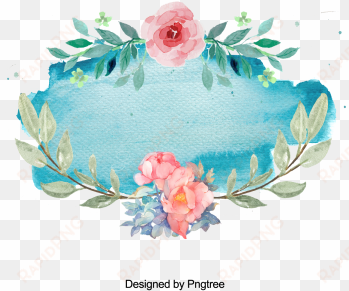 hand-painted flower splash and ink frame, flower, wreath, - flower