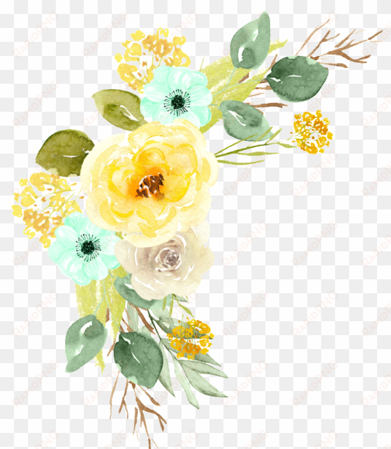 hand-painted flowers color flower png transparent - minze und gelb-blumenvisitenkarten visitenkarte