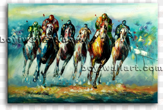 hand painted landscape tree flower oil painting - large wall art famous horse racing abstract painting