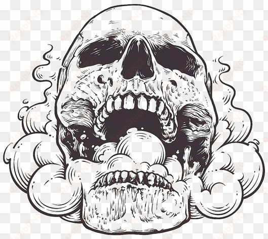 hand painted skulls transprent png free download - skull open mouth drawing