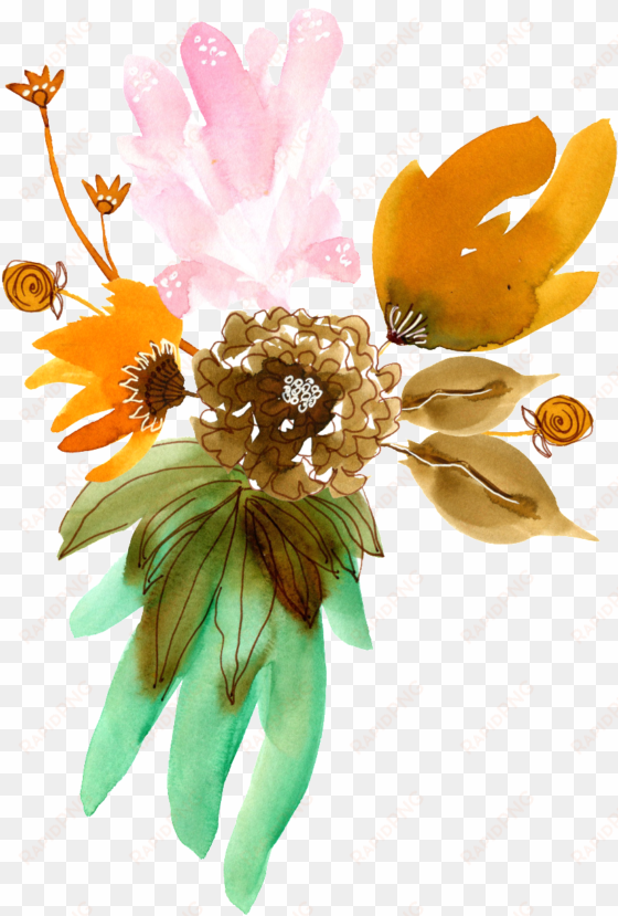 hand painted three color rendering flower png transparent - rendering