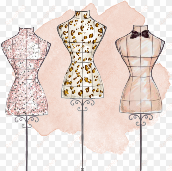 hand painted three tailored dresses png transparent - fashion design mannequin drawing