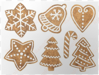hand painted watercolor gingerbread cookies clip art - watercolor painting
