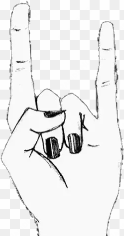 Hand Punk Rock Black White Hand Drawn Drawing Overlay - Rock Hand transparent png image