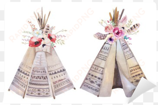 handdrawn watercolor tribal teepee, isolated white - boho teepee clipart